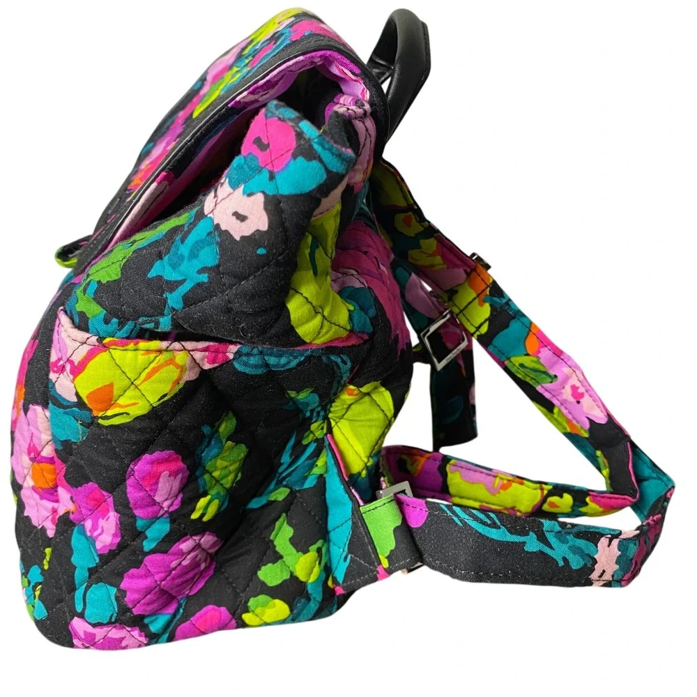 Vera Bradley Hilo Meadow Quilted Floral Fashion Backpack Drawstring Flap‎